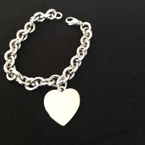 Sterling Silver Heart Tag Bracelet